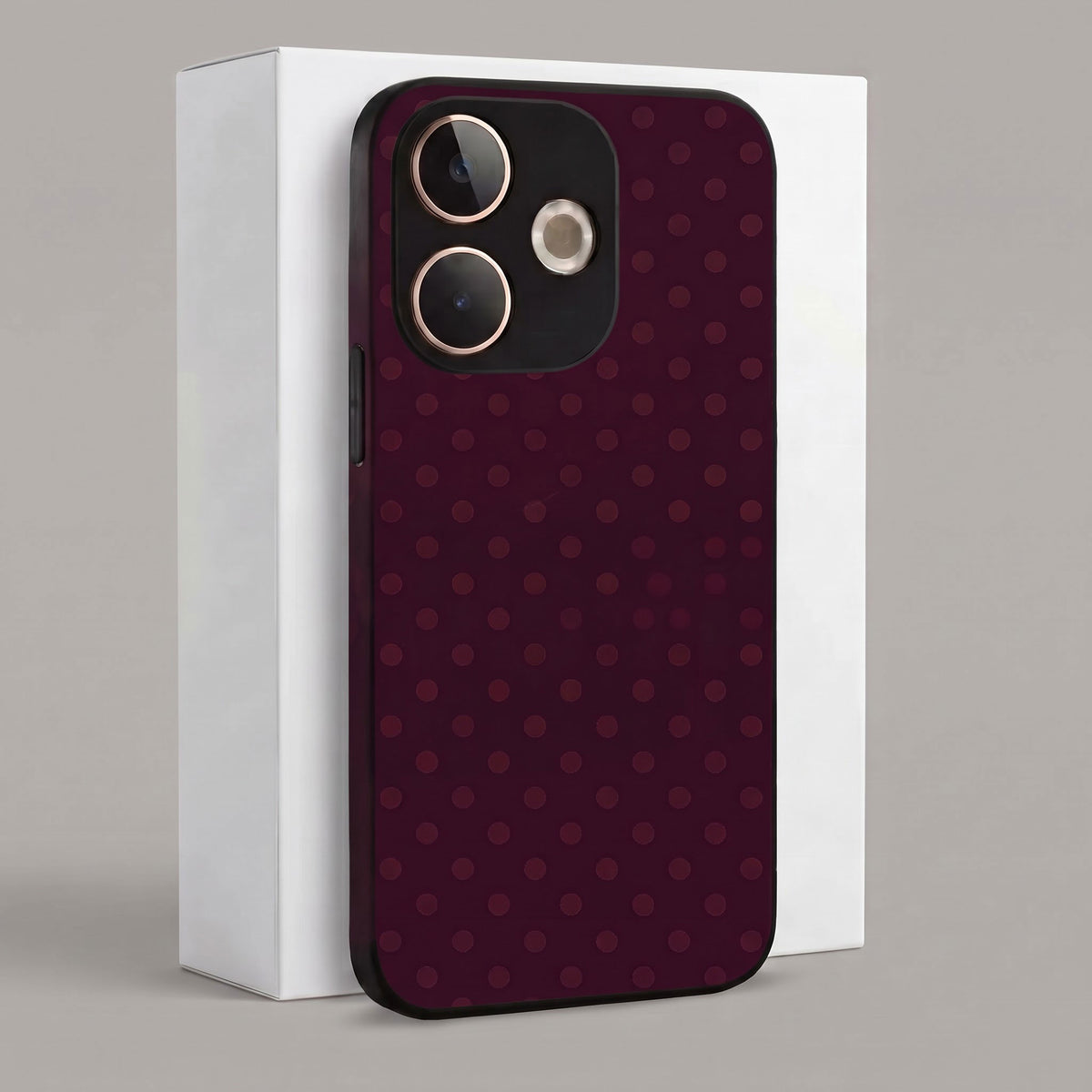 Oppo A5 Pro 5G Aesthetic Dark Maroon Polka Dot Acrylic Back Cover