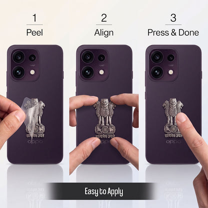Oppo Reno 16c 5G Compatible Satyamev Jayate 3D Metal Emblem Sticker