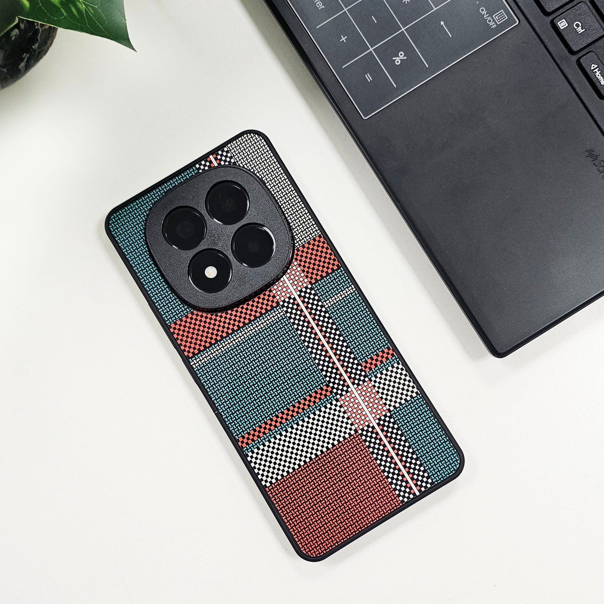 Redmi Note 14 Pro 5G Luxury Grid Pattern Glass Back Shockproof Case green