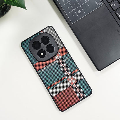 Redmi Note 14 Pro 5G Luxury Grid Pattern Glass Back Shockproof Case green
