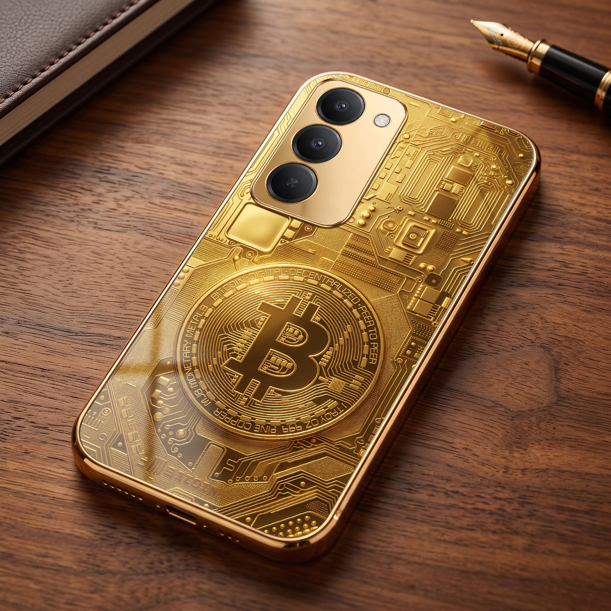 Redmi 15 5G Bitcoin Gold Electroplated Glass Phone Back Case