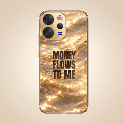 Vivo V70 5G Money Flows To Me Gold Electroplated Glass Phone Back Case