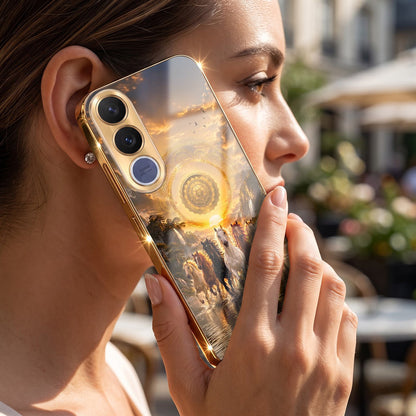 Vivo V70 FE 5G Celestial Seven Horses Gold Electroplated Glass Phone Back Case