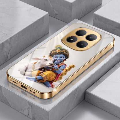 Redmi Note 15 Pro Plus 5G Bal Krishna Blessings Gold Electroplated Glass Phone Back Case