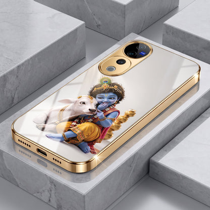 Vivo V40 Pro 5G Bal Krishna Blessings Gold Electroplated Glass Phone Back Case