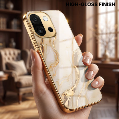 OnePlus 13s 5G Marvel Texture Gold Electroplated Glass Phone Back Case
