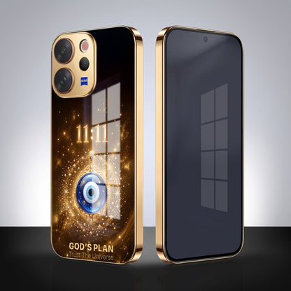 Vivo V70 5G God’s Plan Evil Eye Gold Electroplated Glass Phone Back Case