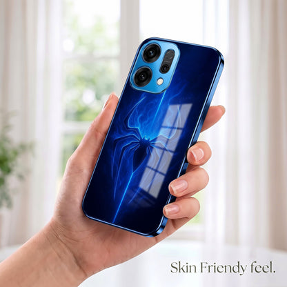 Oppo Reno 14 5G Neon Spider Blue Electroplated Glass Phone Back Case