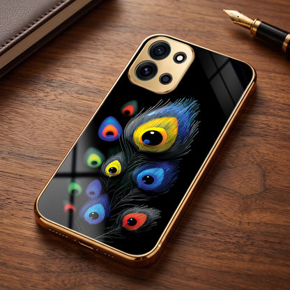 OnePlus Nord 6 5G Multi-Feather Peacock Gold Electroplated Glass Phone Back Case