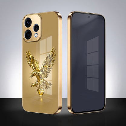 Oppo Reno 15 5G Golden Eagle Gold Electroplated Glass Phone Back Case