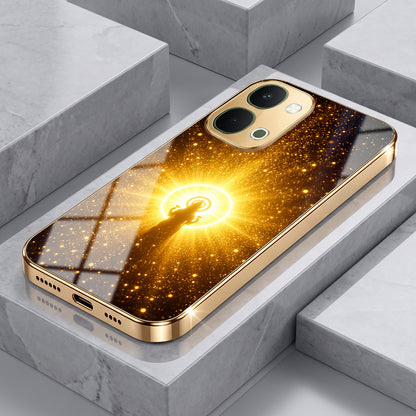Vivo T5x 5G Lakshmi Sacred Gold Electroplated Glass Phone Back Case