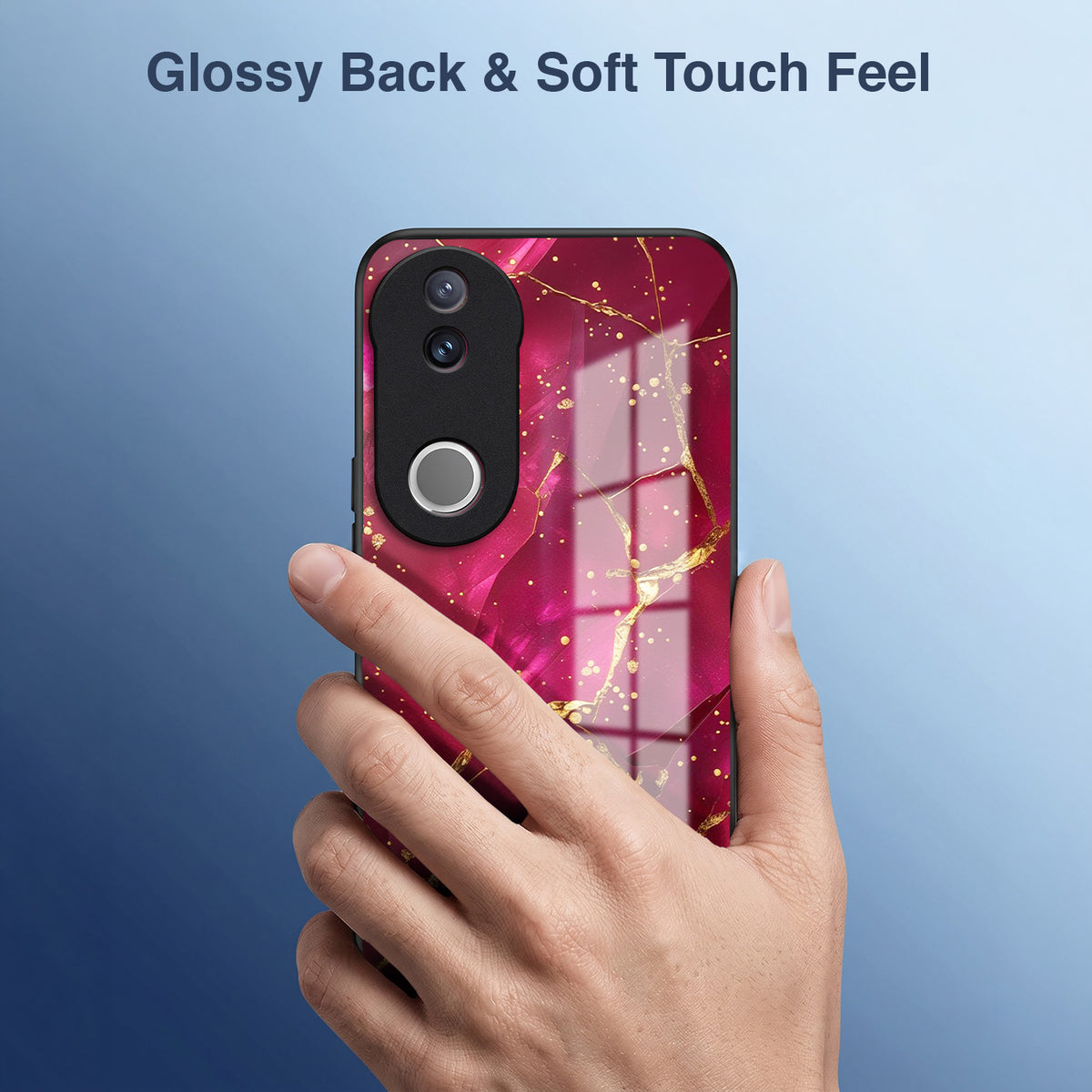 Vivo V50 5G Luxury Crimson Marble Acrylic Glass Back Case