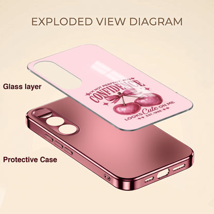 Vivo V70 FE 5G Luxury Cherry Bow Pink Electroplated Glass Phone Back Case