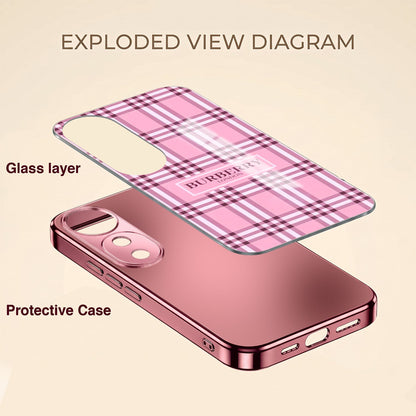 Vivo V40 Pro 5G Burberry Classic Pink Electroplated Glass Phone Back Case