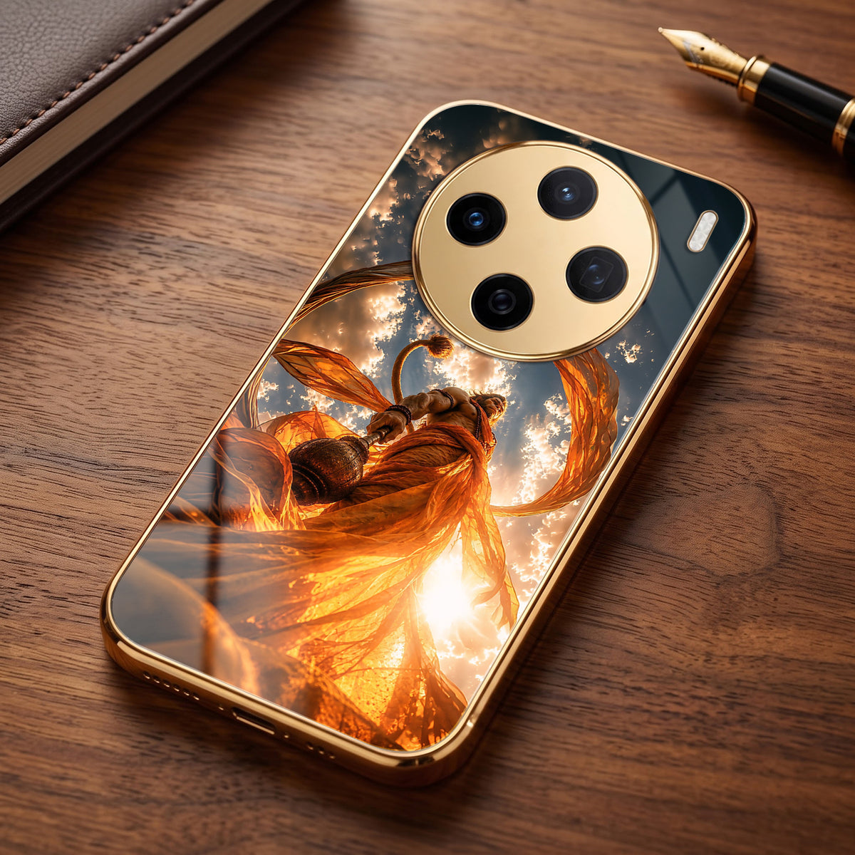 Vivo X200T 5G Divine Hanuman Gold Electroplated Glass Phone Back Case