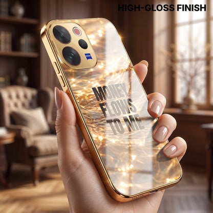 Vivo V70 5G Money Flows To Me Gold Electroplated Glass Phone Back Case