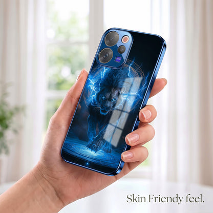 Vivo V70 5G Thunder Titan Lion Blue Electroplated Glass Phone Back Case