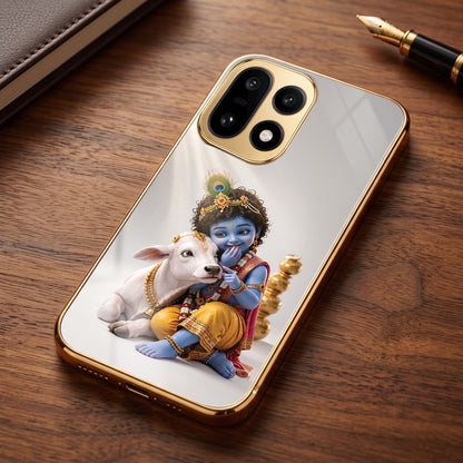 OnePlus 15 5G Bal Krishna Blessings Gold Electroplated Glass Phone Back Case