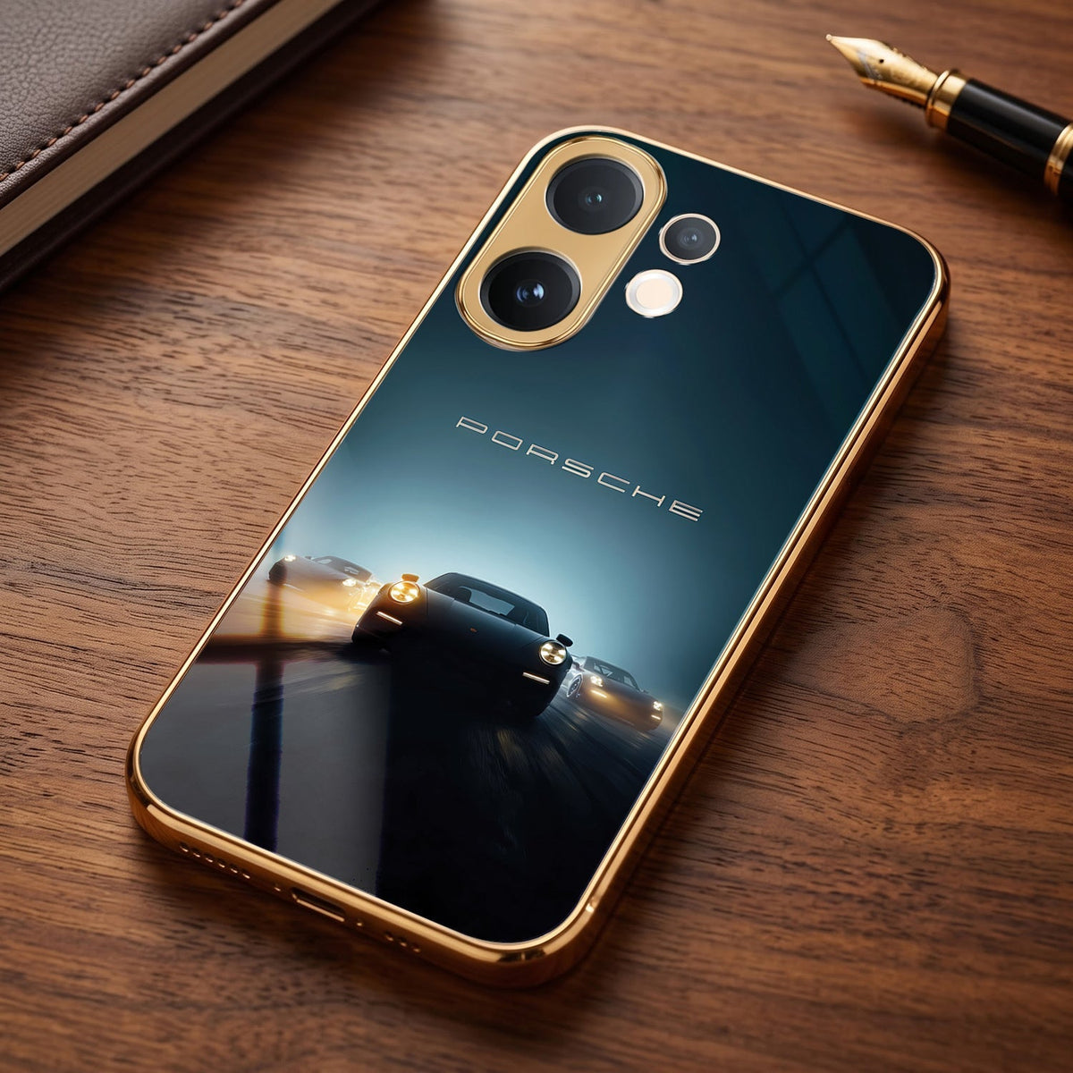Vivo V60e 5G Porsche Luxury Gold Electroplated Glass Phone Back Case