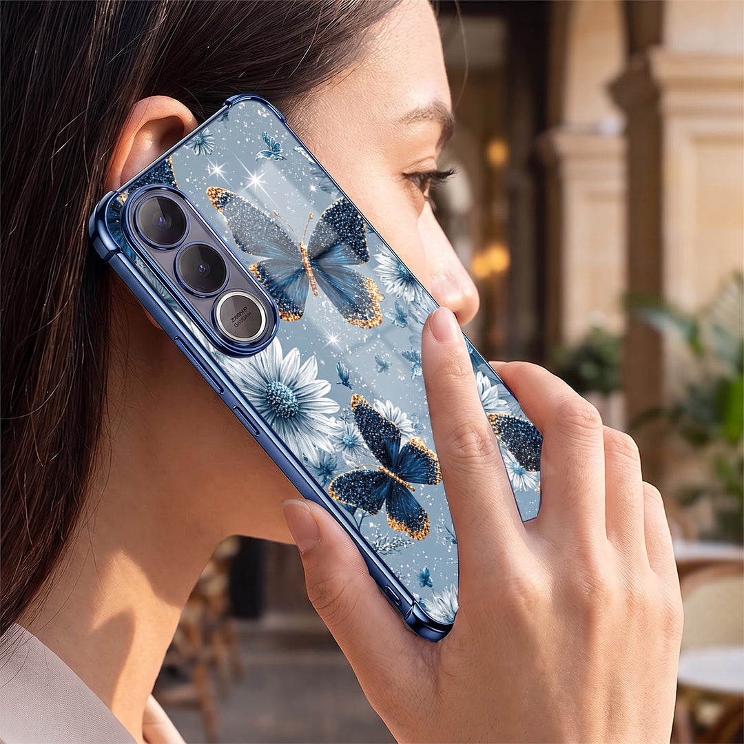 Vivo V70 FE 5G Blue Butterfly Floral Airbags Printed Back Case