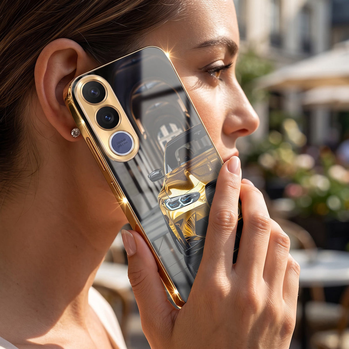 Vivo V70 FE 5G Golden BMW Gold Electroplated Glass Phone Back Case