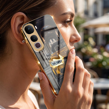 Vivo Y400 Pro 5G Golden BMW Gold Electroplated Glass Phone Back Case