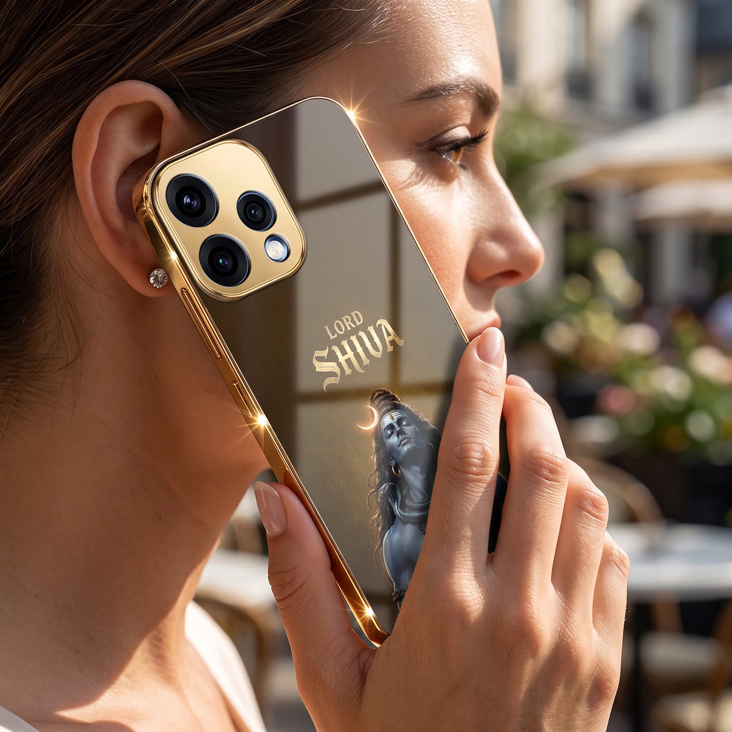 Oppo Reno 15 5G Lord Shiva Gold Electroplated Glass Phone Back Case
