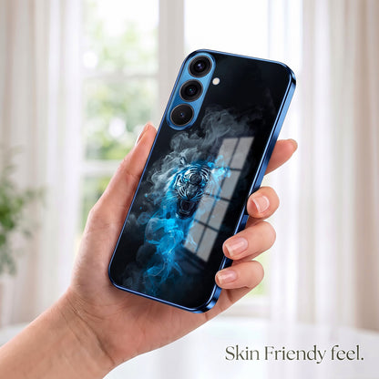 Samsung Galaxy A36 5G Blue Spirit Tiger Blue Electroplated Glass Phone Back Case