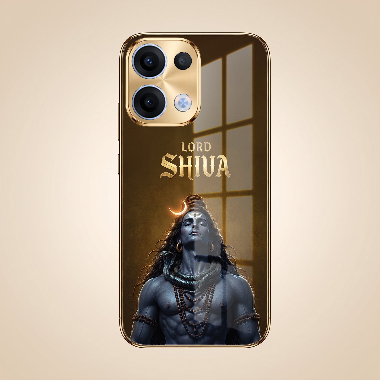 Oppo Reno 13 5G Lord Shiva Gold Electroplated Glass Phone Back Case
