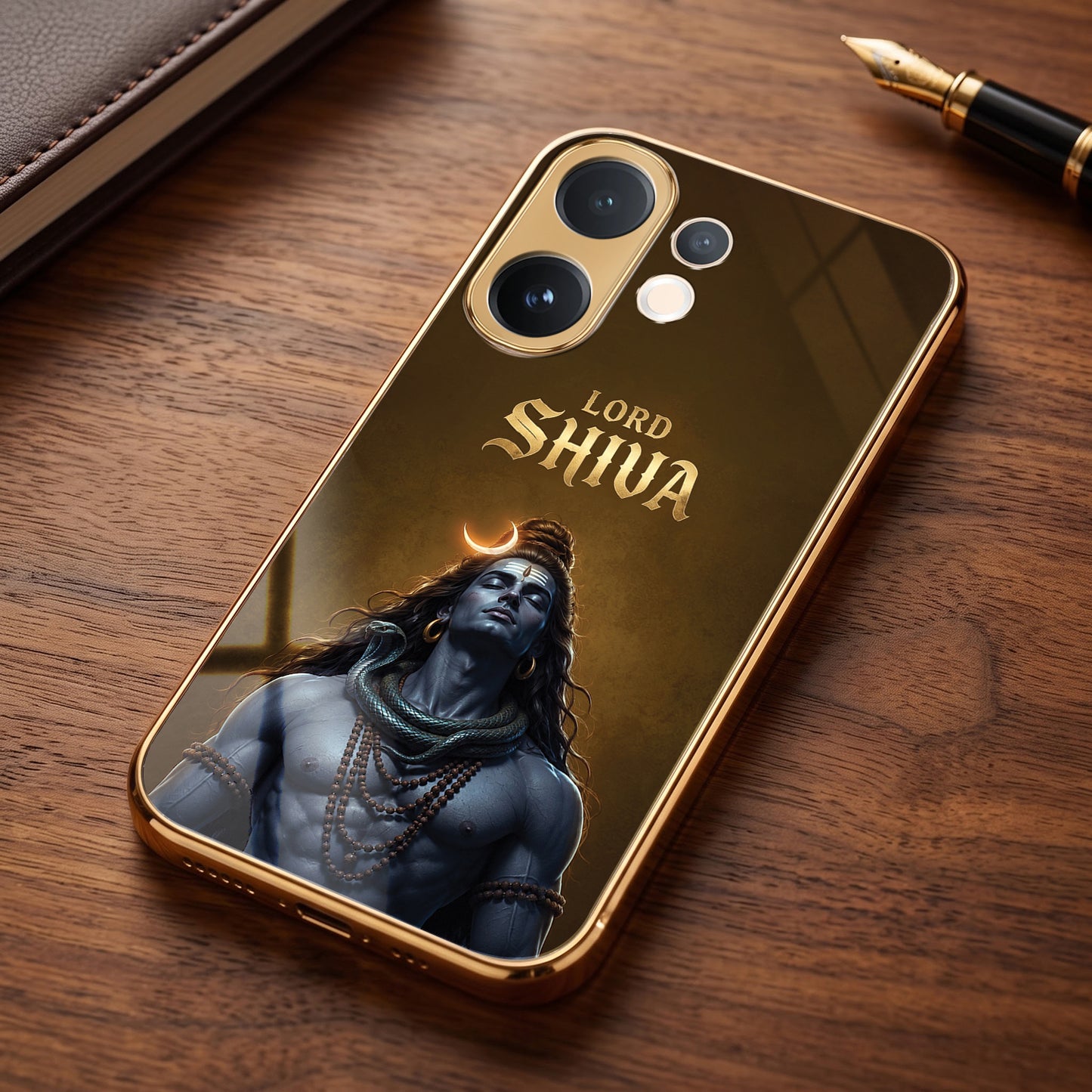 Vivo V60 5G Lord Shiva Gold Electroplated Glass Phone Back Case