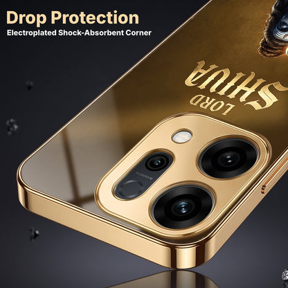 Oppo Reno 14 5G Lord Shiva Gold Electroplated Glass Phone Back Case