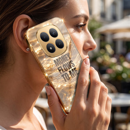 Redmi Note 15 Pro+ 5G Money Flows To Me Gold Electroplated Glass Phone Back Case