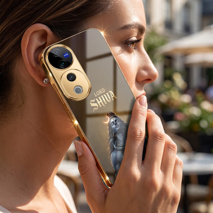Vivo V40 Pro 5G Lord Shiva Gold Electroplated Glass Phone Back Case