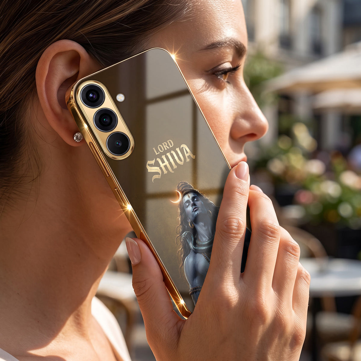 Samsung Galaxy A36 5G Lord Shiva Gold Electroplated Glass Phone Back Case