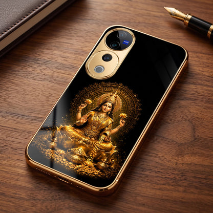 Vivo V40 Pro 5G Golden Maa Lakshmi Gold Electroplated Glass Phone Back Case