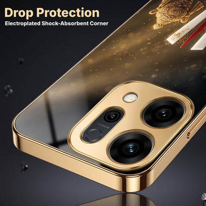 Oppo Reno 14 5G Royal Heritage Edition Gold Electroplated Glass Phone Back Case