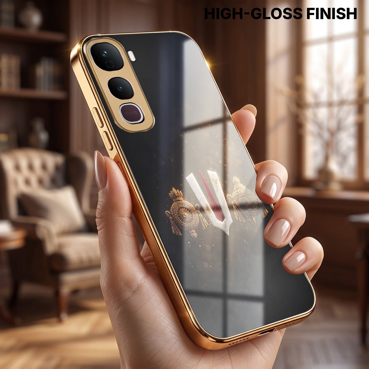 Vivo Y400 Pro Royal Heritage Edition Gold Electroplated Glass Phone Back Case