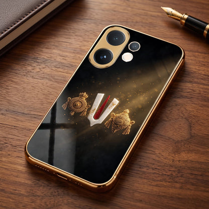 Vivo V60e 5G Royal Heritage Edition Gold Electroplated Glass Phone Back Case