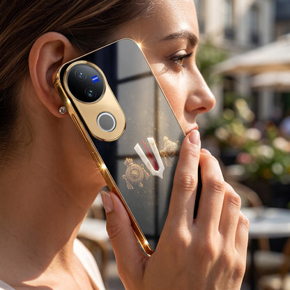 Vivo V50 5G Royal Heritage Edition Gold Electroplated Glass Phone Back Case
