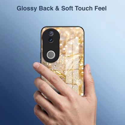 Vivo V50 5G Golden Butterfly Acrylic Glass Back Case