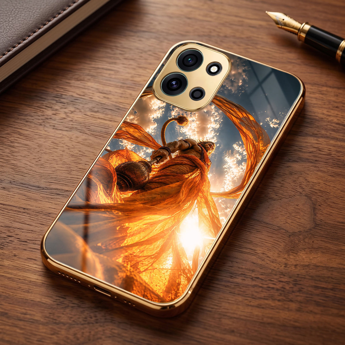 OnePlus Nord 6 5G Divine Hanuman Gold Electroplated Glass Phone Back Case