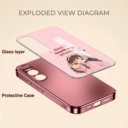 Vivo V70 FE 5G Luxury Anime Girl Pink Electroplated Glass Phone Back Case