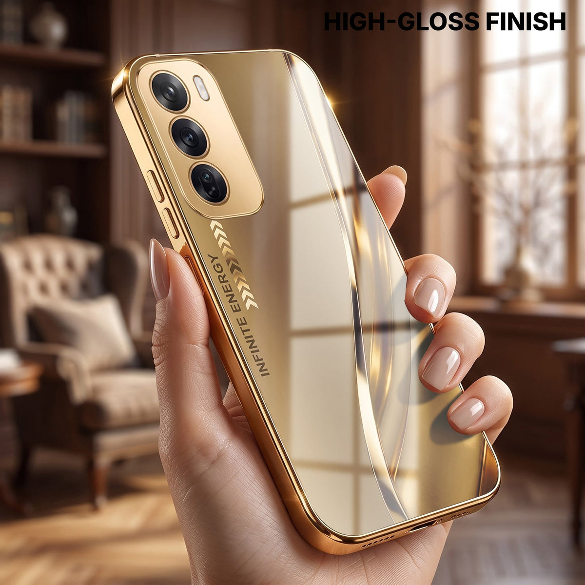 Oppo Reno 12 Pro 5G Luxury Infinity Energy Gold Electroplated Glass Phone Case