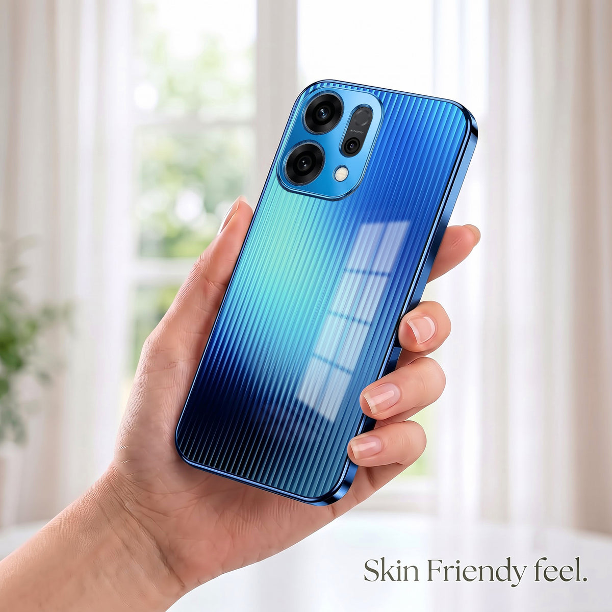 Oppo Reno 14 5G Aureon X1 Blue Electroplated Glass Phone Back Case