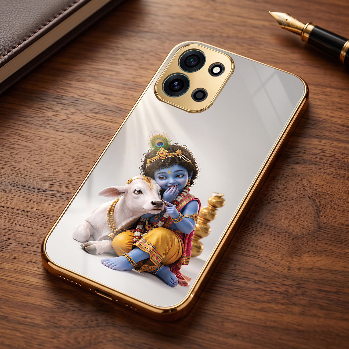 OnePlus Nord 6 5G Bal Krishna Blessings Gold Electroplated Glass Phone Back Case