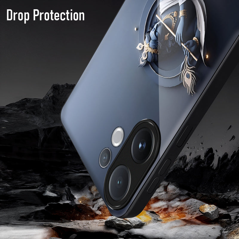Vivo V60 5G Phone case with drop protection feature on a rocky surface