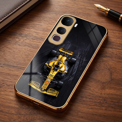 Vivo Y400 Pro 5G F1 Racing Car Gold Electroplated Glass Phone Back Case