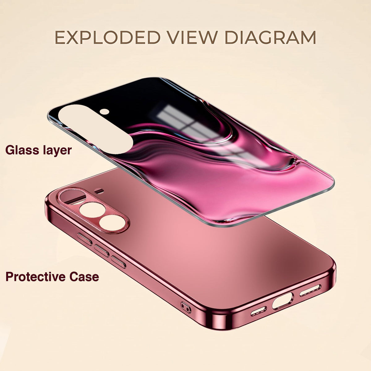 Samsung Galaxy A56 5G Liquid Wave Pink Electroplated Glass Phone Back Case