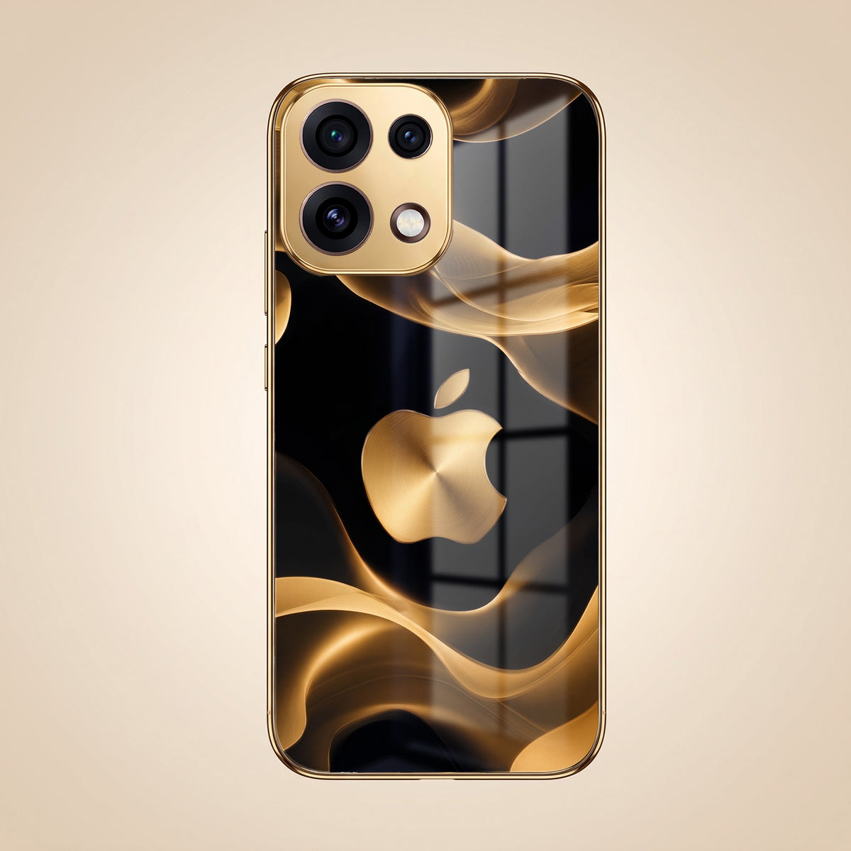 Oppo Reno 16C 5G Luxury Wave Gold Electroplated Glass Phone Back Case
