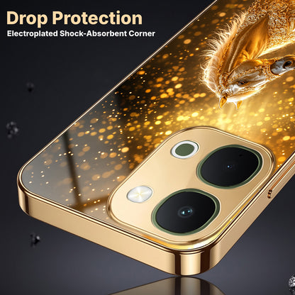 Vivo T5x 5G Golden Horse Sparkle Gold Electroplated Glass Phone Back Case